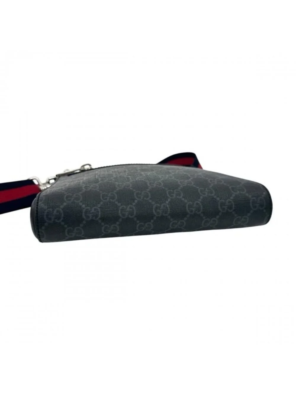 Gucci Shoulder Bag Web Stripe Crossbody GG Supreme Canvas Leather Black